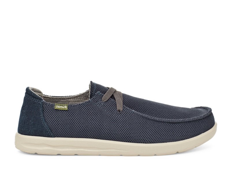 Sanuk Mens Shaka Mesh No-tie Navy Sneakers | DXBEUS093